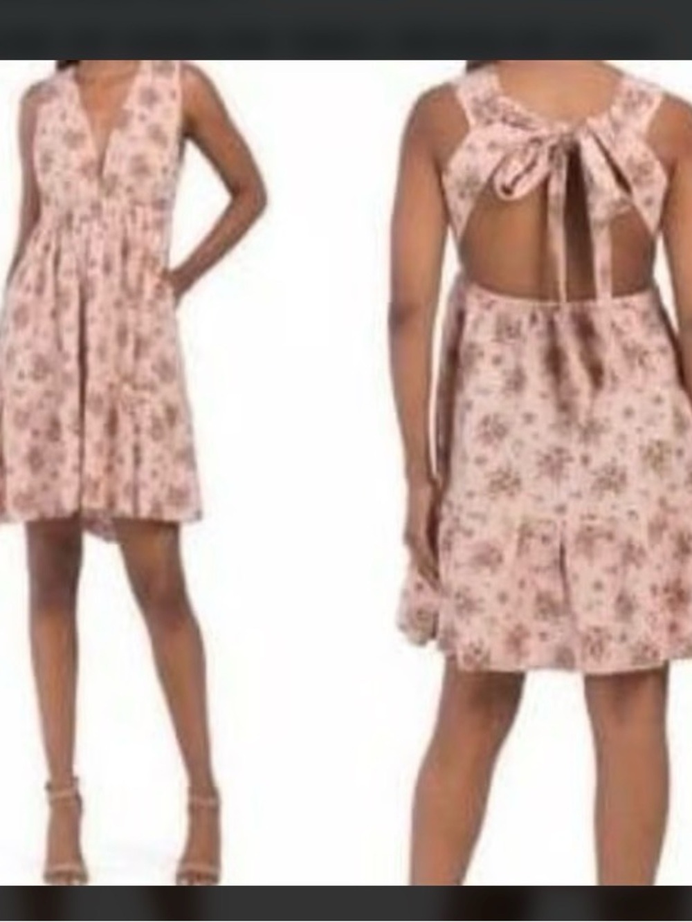 House of Harlow 1960 Blush Floral Open-Back Mini Dress